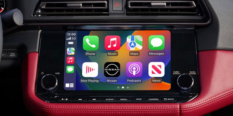2024 Nissan Z center screen showing Apple CarPlay® icons